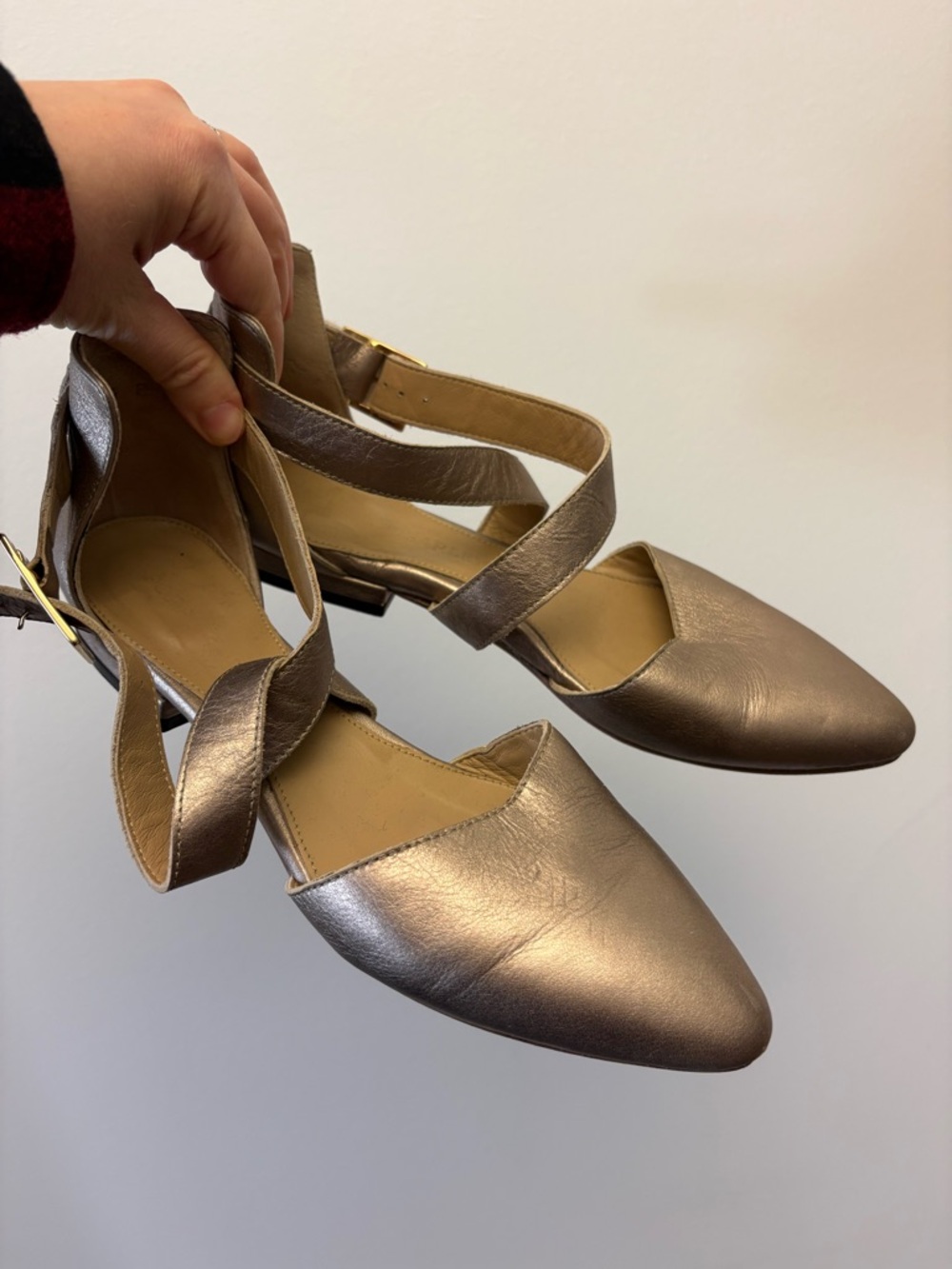 Poppy Barley Metallic Pointed Toe Strappy Flats - Women